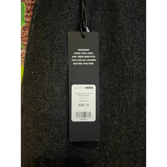Fashion Nova Daring Drop Waist Baggy Jeans Y2K Wide Leg High Rise Black Wash NWT - Picture 6 of 9